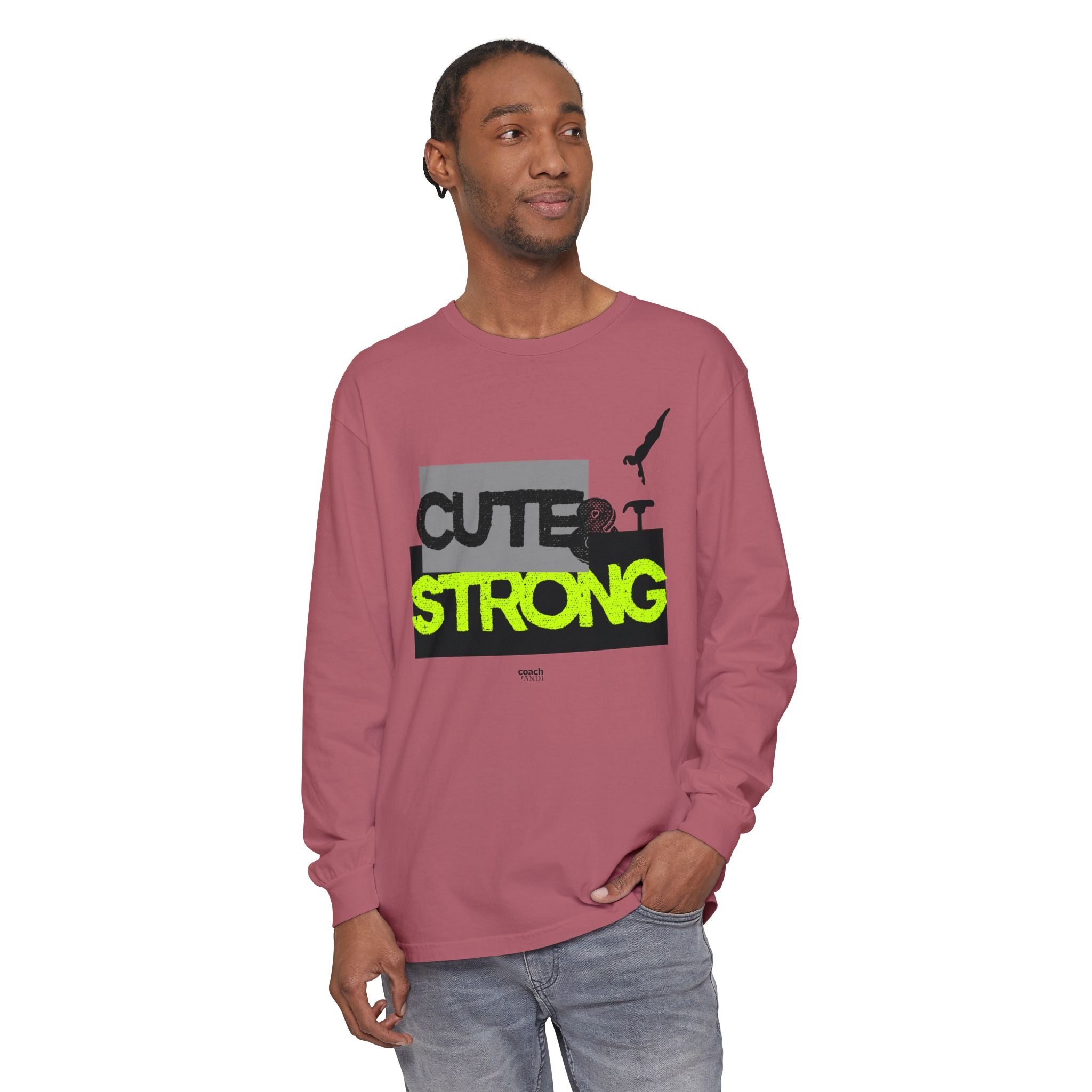Cute & Strong - Lime/Black (Adult Long Sleeve Shirt)