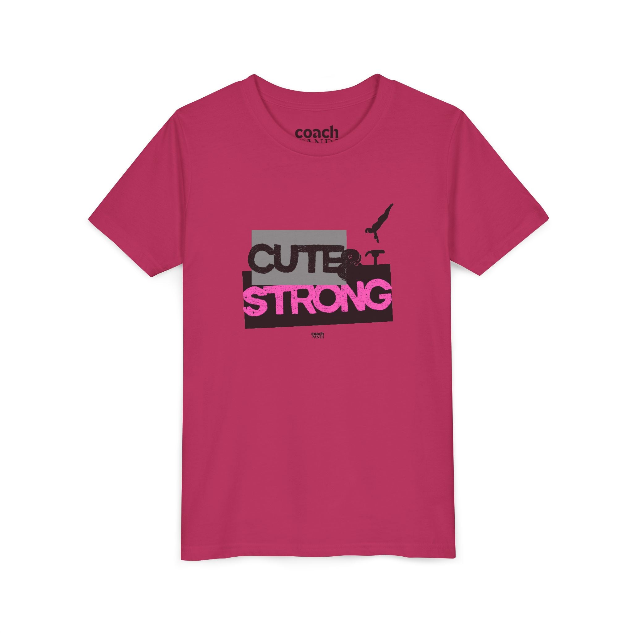 Cute & Strong Youth Short Sleeve Tee - Pink/Black