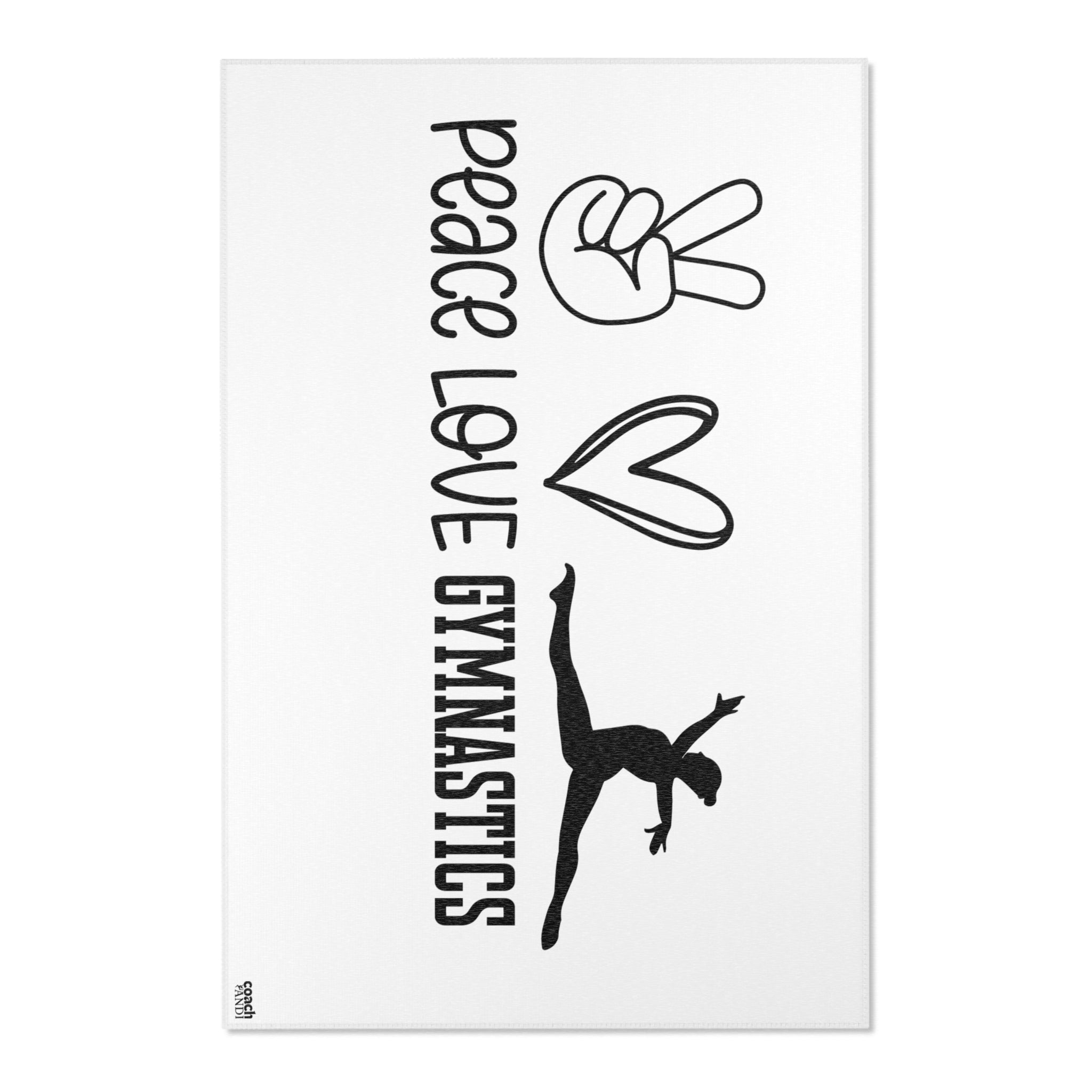 Peace, Love, Gymnastics-White (Area Rugs)