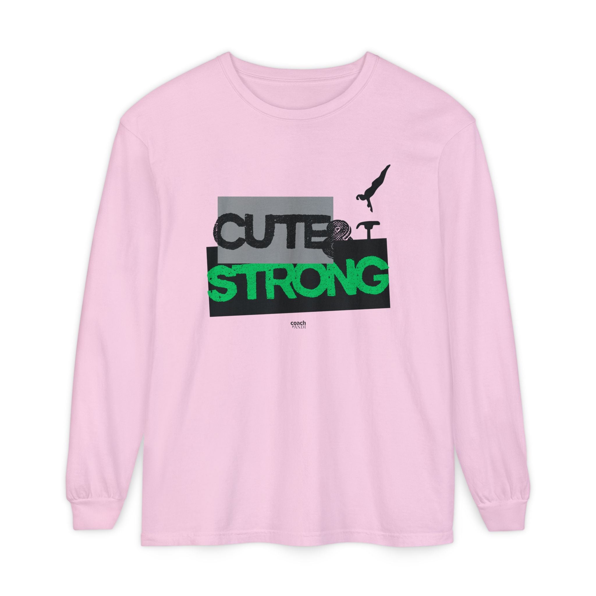 Cute & Strong - Green/Black (Adult Long Sleeve Shirt)