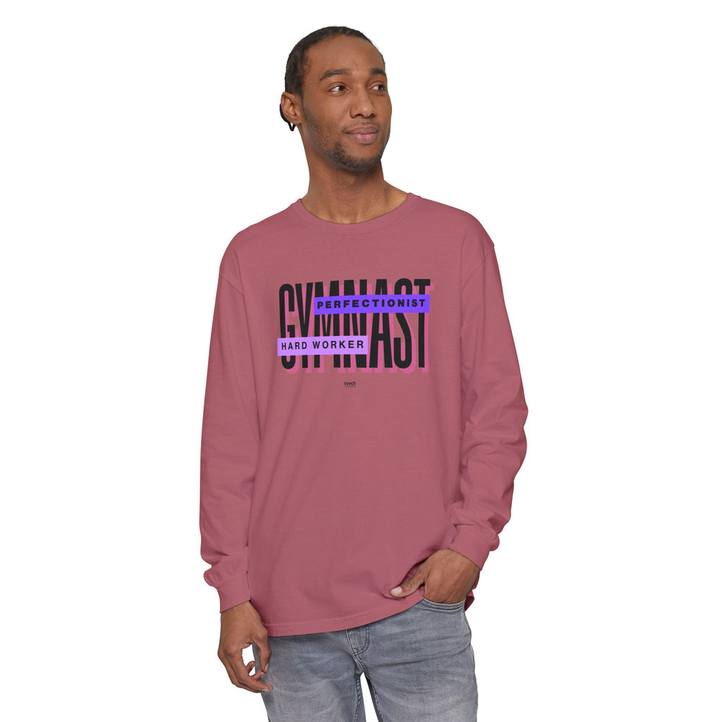 Gymnast Hard Worker Long Sleeve Shirt - Purple (Adult)