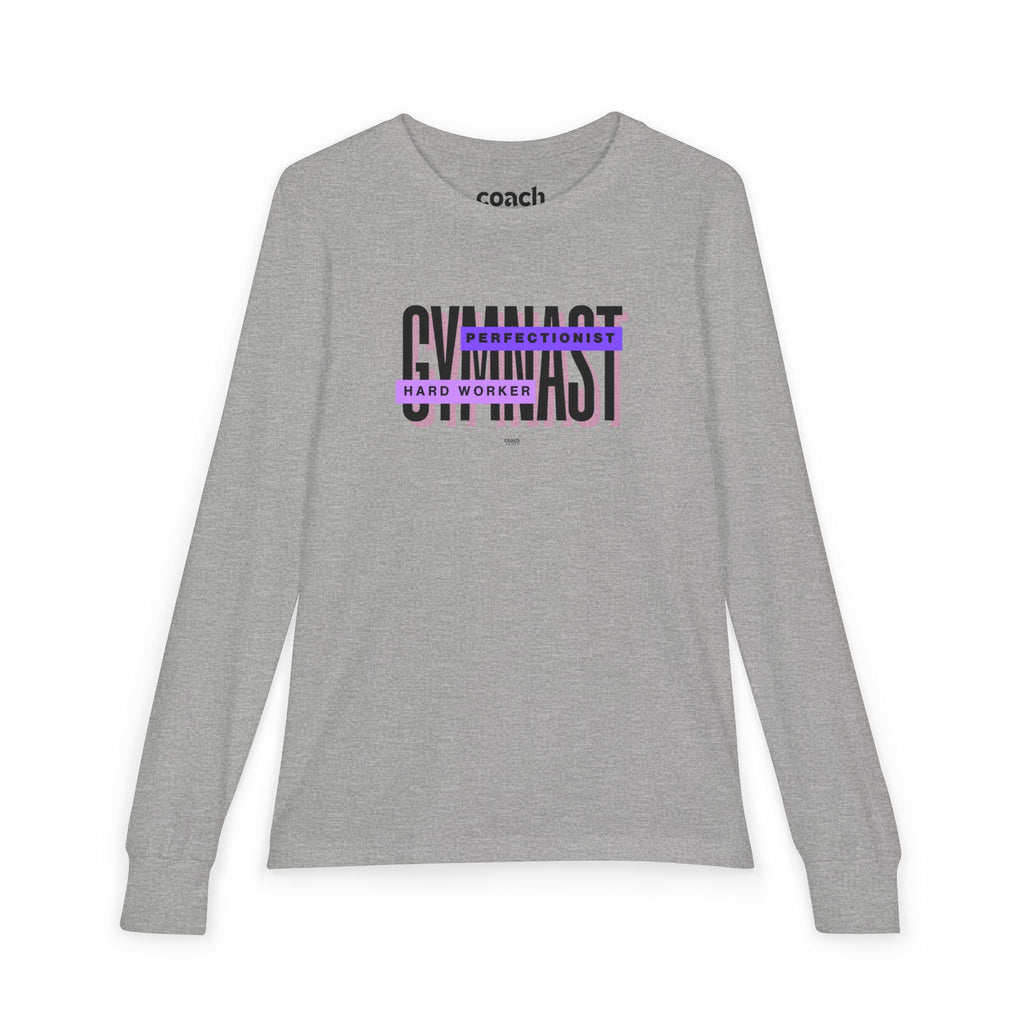Gymnast Hard Worker Long Sleeve Shirt - Purple (Youth)