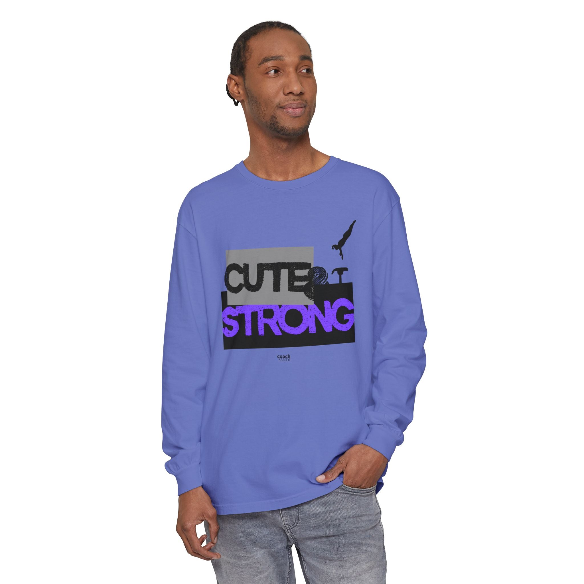 Cute & Strong - Purple/Black (Adult Long Sleeve Shirt)