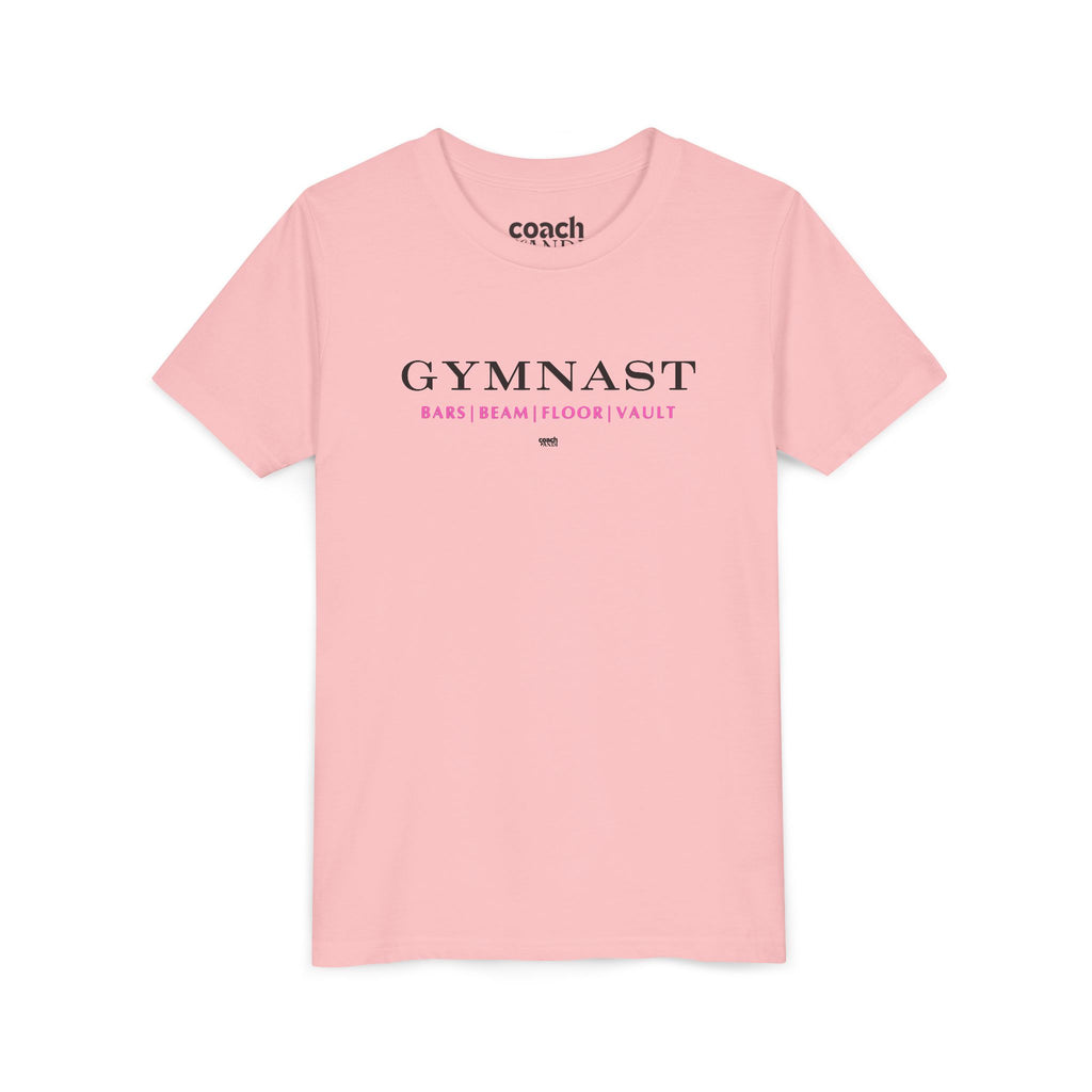 GYMNAST (Bars Beam Floor Vault) Short Sleeve Tee - Pink (Youth)