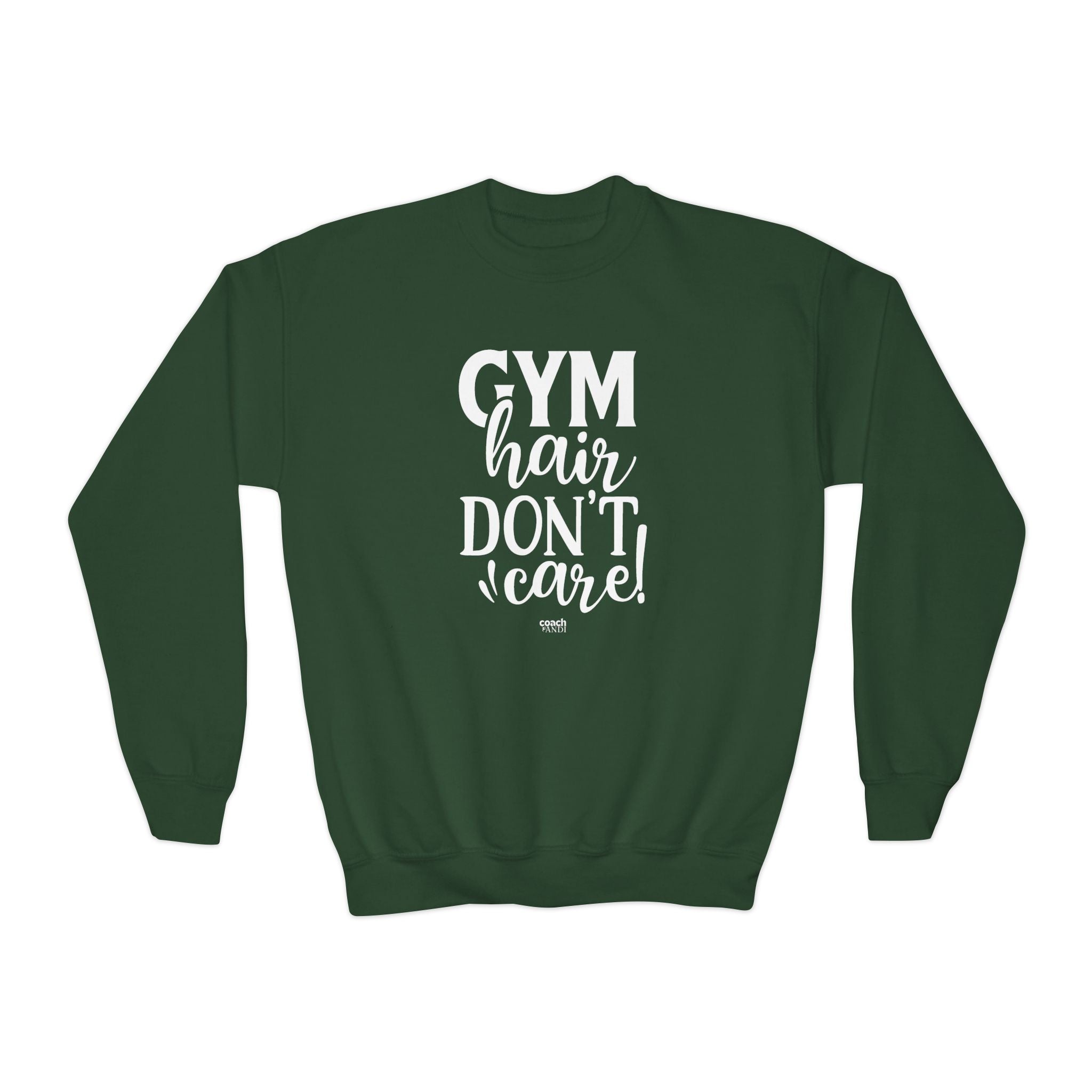 Gym Hair, Don't Care (Youth Crewneck Sweatshirt)