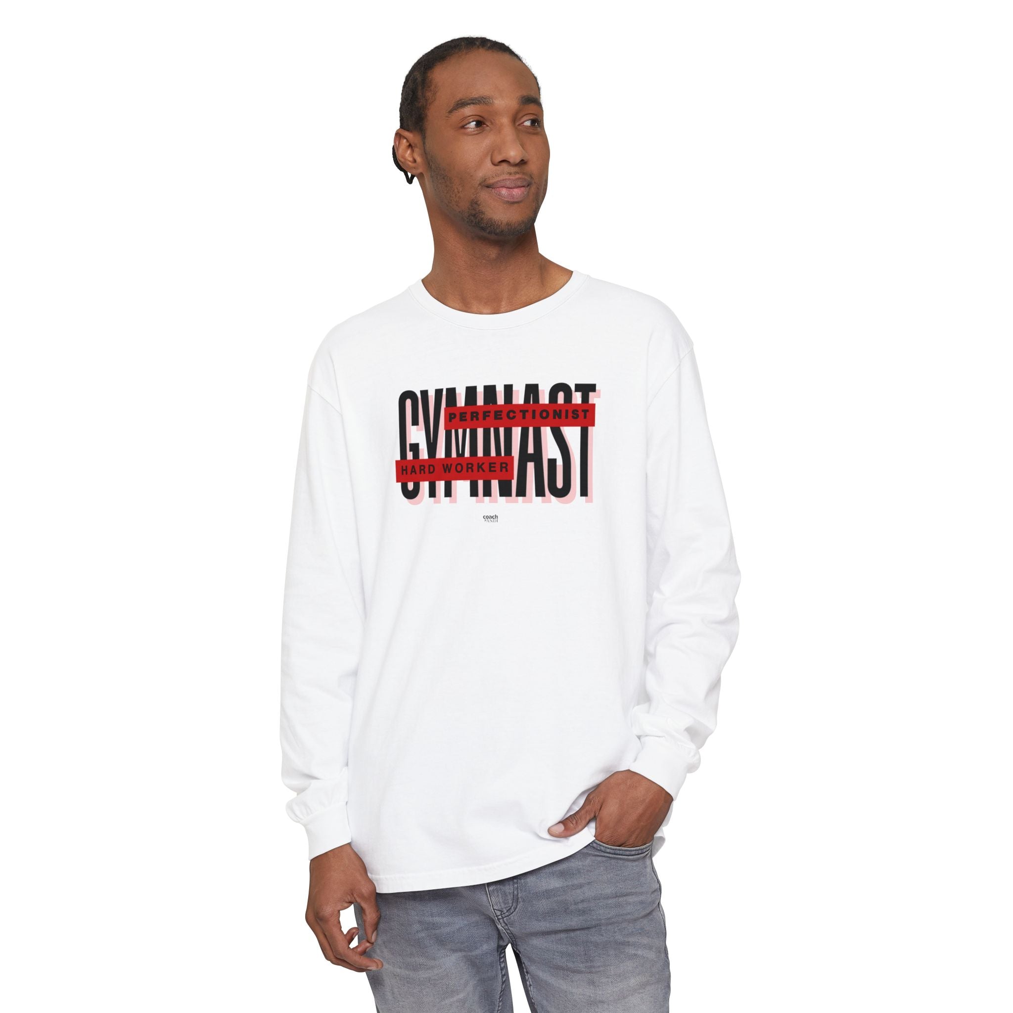 Gymnast Hard Worker Long Sleeve Shirt - Red (Adult)