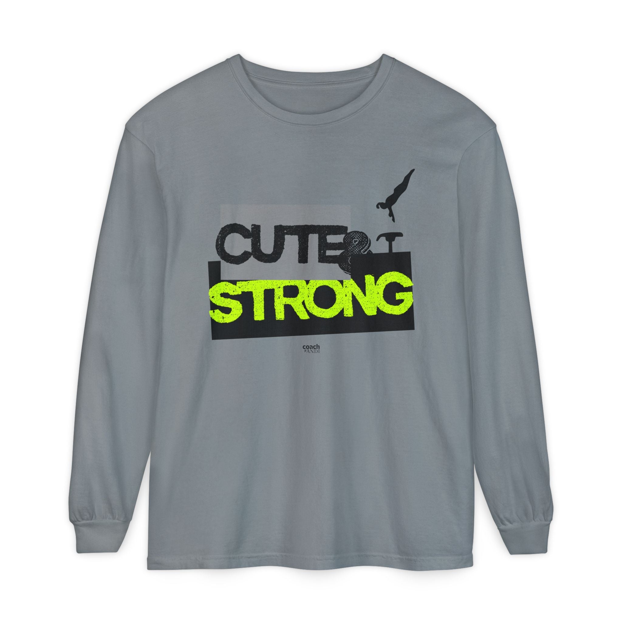 Cute & Strong - Lime/Black (Adult Long Sleeve Shirt)