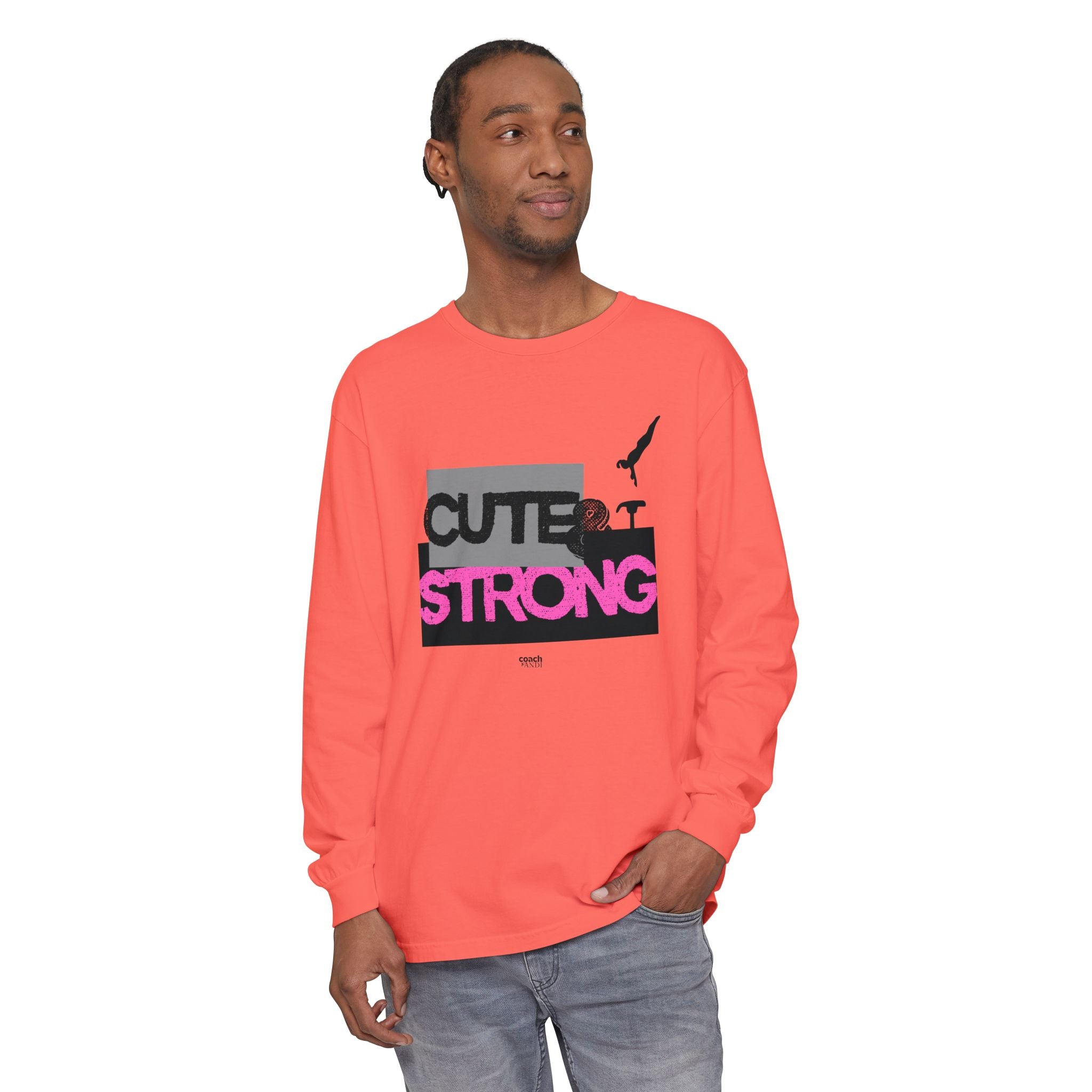 Cute & Strong - Pink/Black (Adult Long Sleeve Shirt)