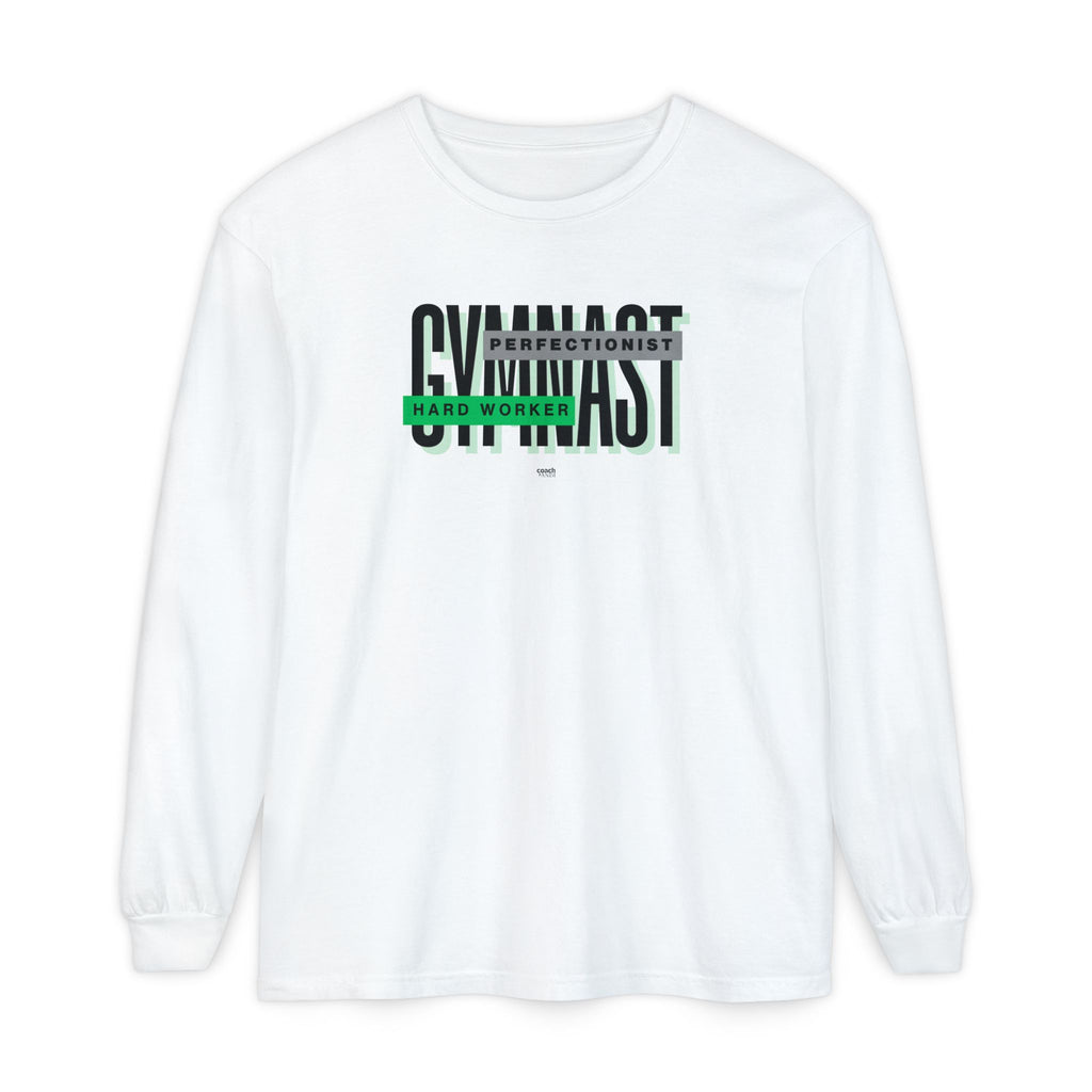 Gymnast Hard Worker Long Sleeve Shirt - Lime/Blue (Adult)