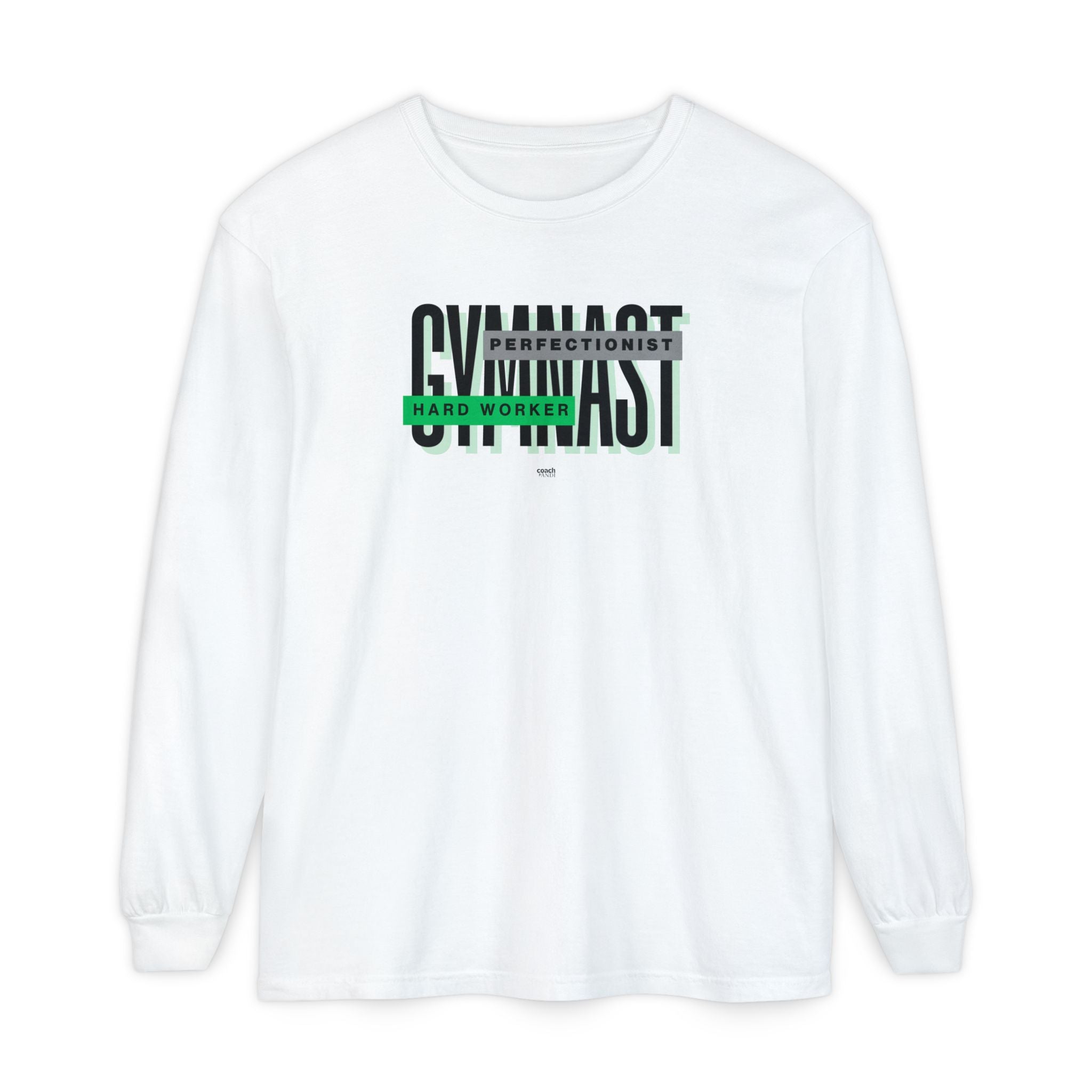 Gymnast Hard Worker Long Sleeve Shirt - Lime/Blue (Adult)