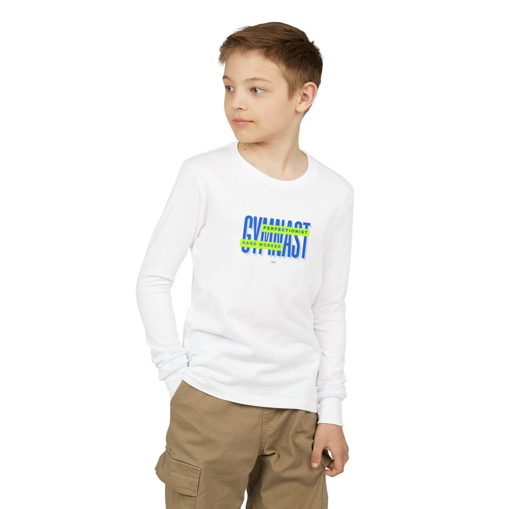 Gymnast Hard Worker Long Sleeve Shirt - Lime/Blue (Youth)