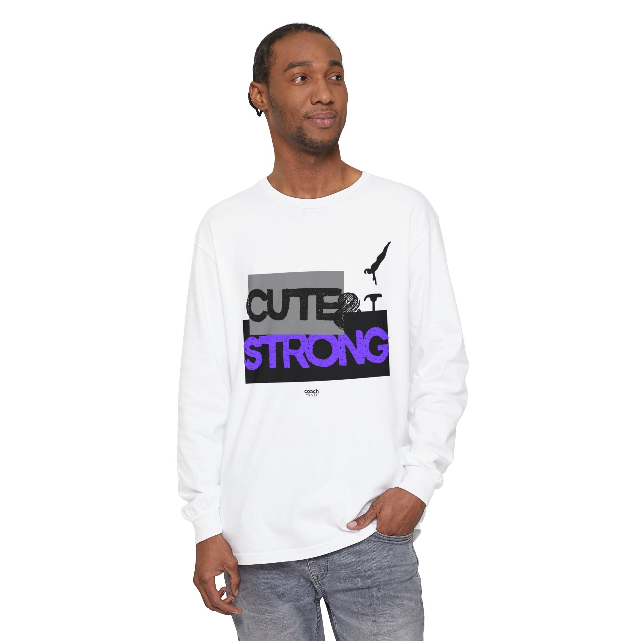 Cute & Strong - Purple/Black (Adult Long Sleeve Shirt)