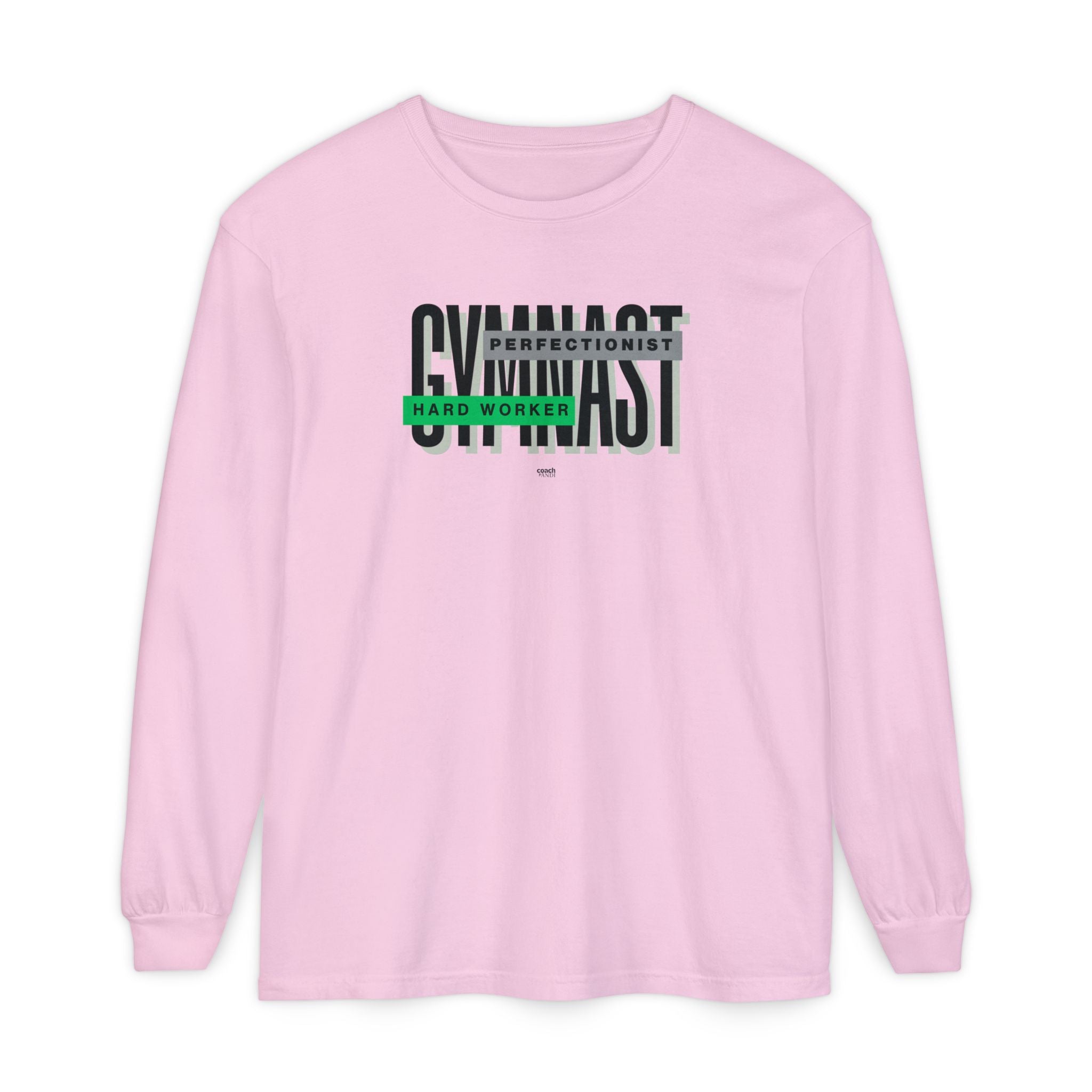 Gymnast Hard Worker Long Sleeve Shirt - Lime/Blue (Adult)