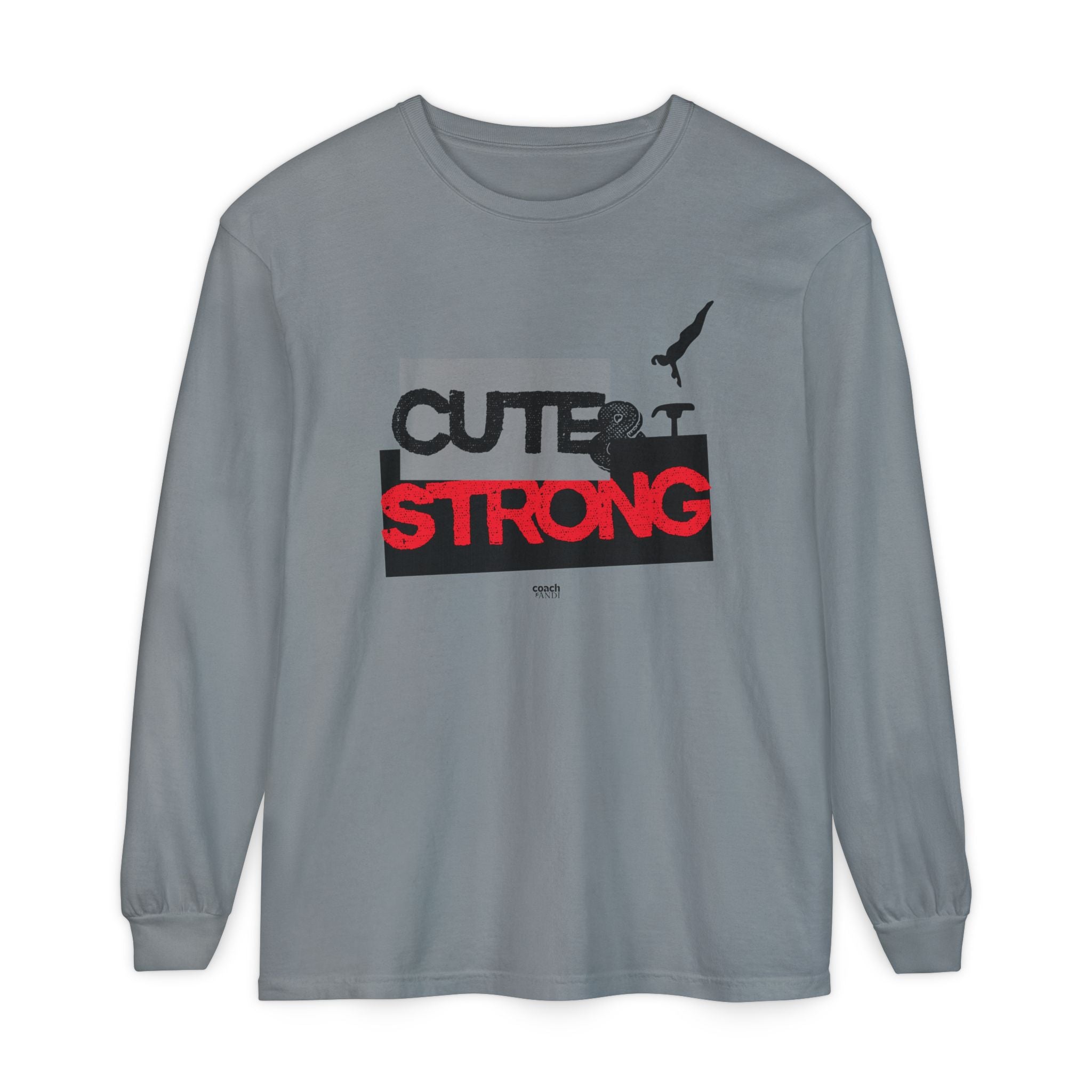 Cute & Strong - Red/Black (Adult Long Sleeve Shirt)