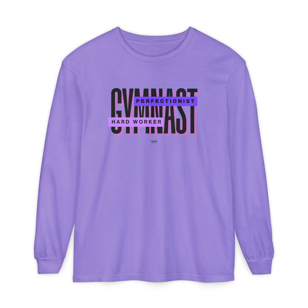 Gymnast Hard Worker Long Sleeve Shirt - Purple (Adult)