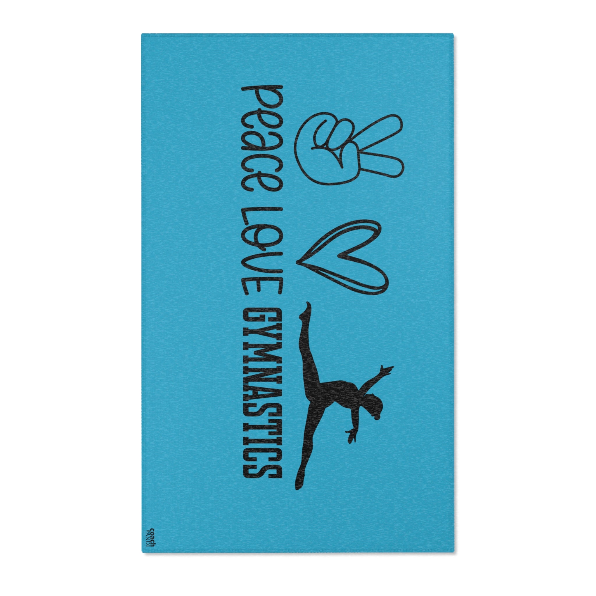 Peace, Love, Gymnastics-Turquoise (Area Rugs)