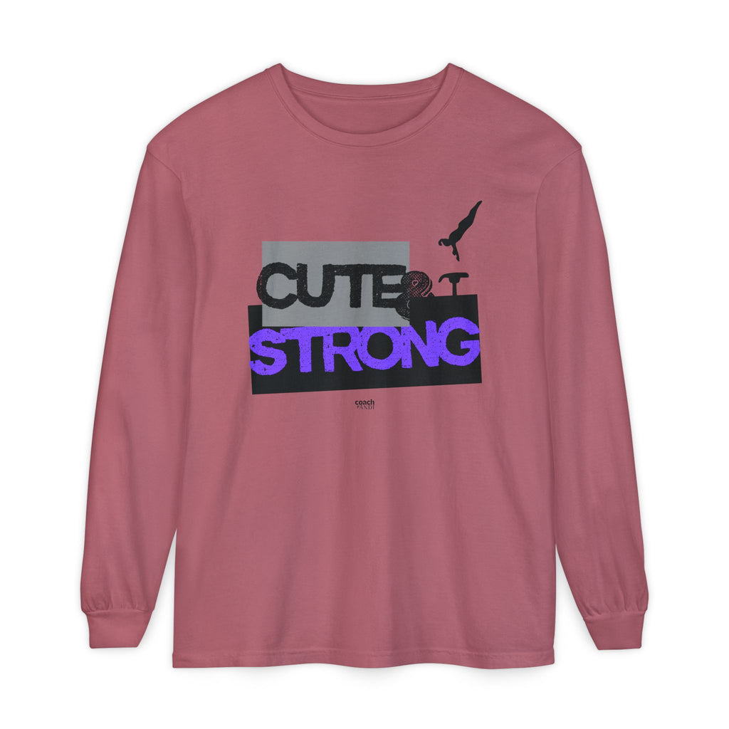 Cute & Strong - Purple/Black (Adult Long Sleeve Shirt)