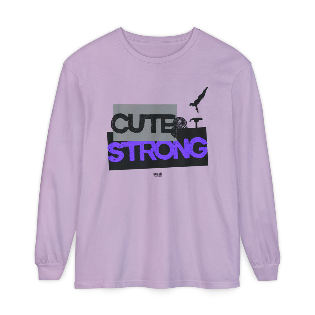 Cute & Strong - Purple/Black (Adult Long Sleeve Shirt)