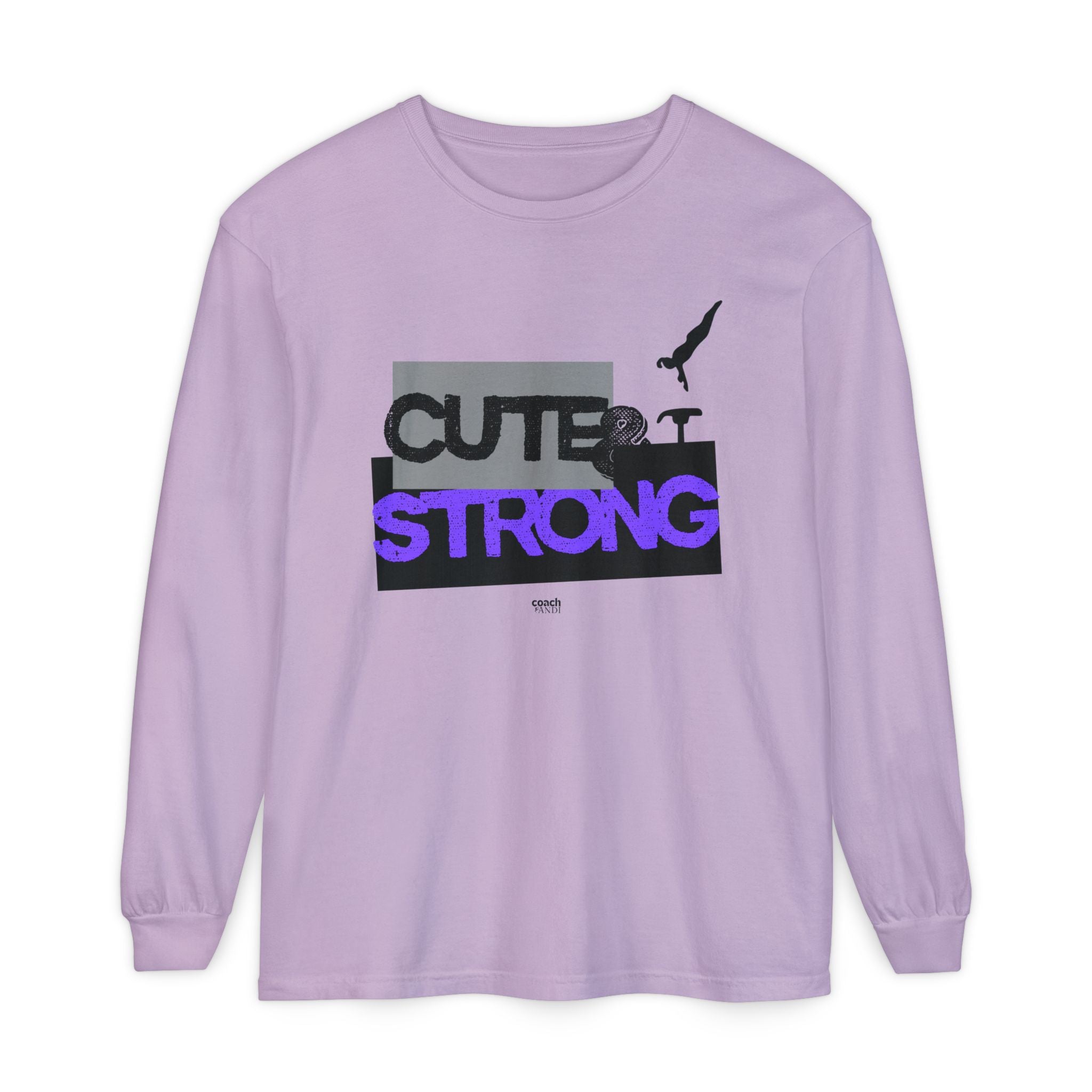 Cute & Strong - Purple/Black (Adult Long Sleeve Shirt)