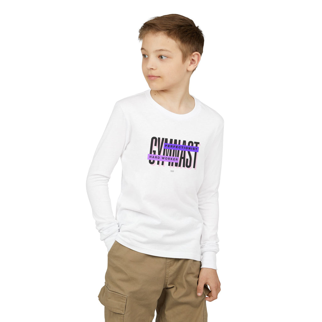 Gymnast Hard Worker Long Sleeve Shirt - Purple (Youth)