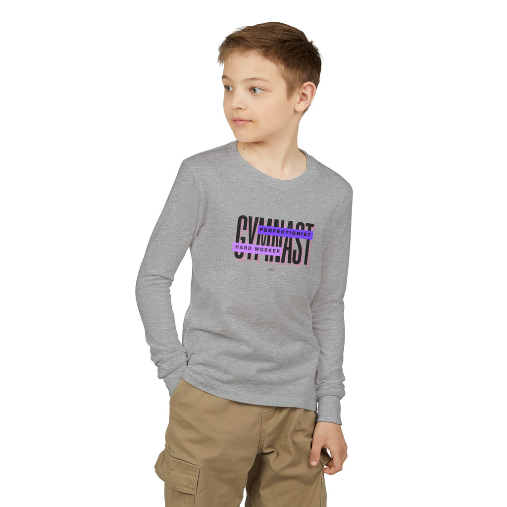 Gymnast Hard Worker Long Sleeve Shirt - Purple (Youth)