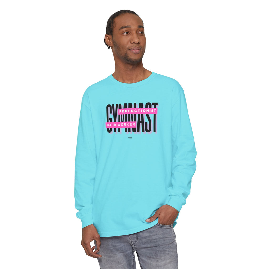 Gymnast Hard Worker Long Sleeve Shirt - Pink (Adult)