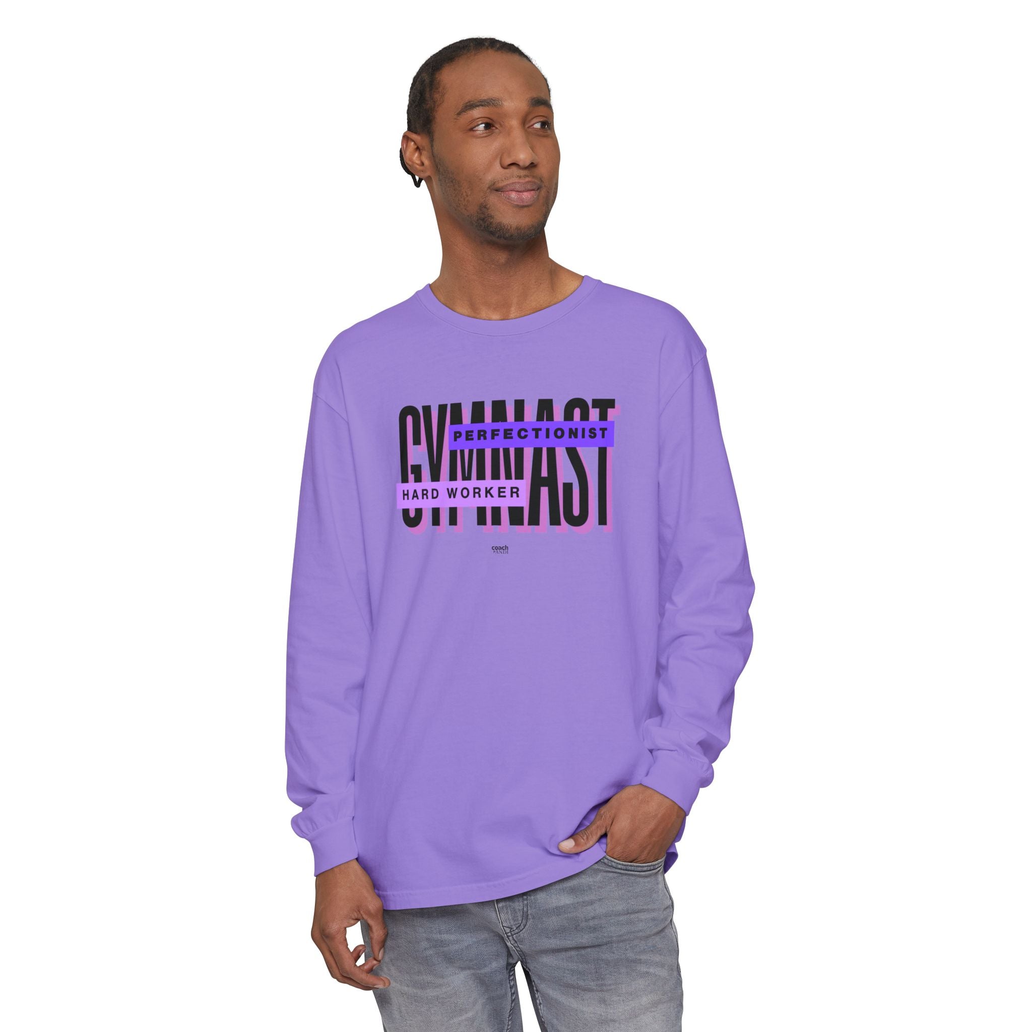 Gymnast Hard Worker Long Sleeve Shirt - Purple (Adult)
