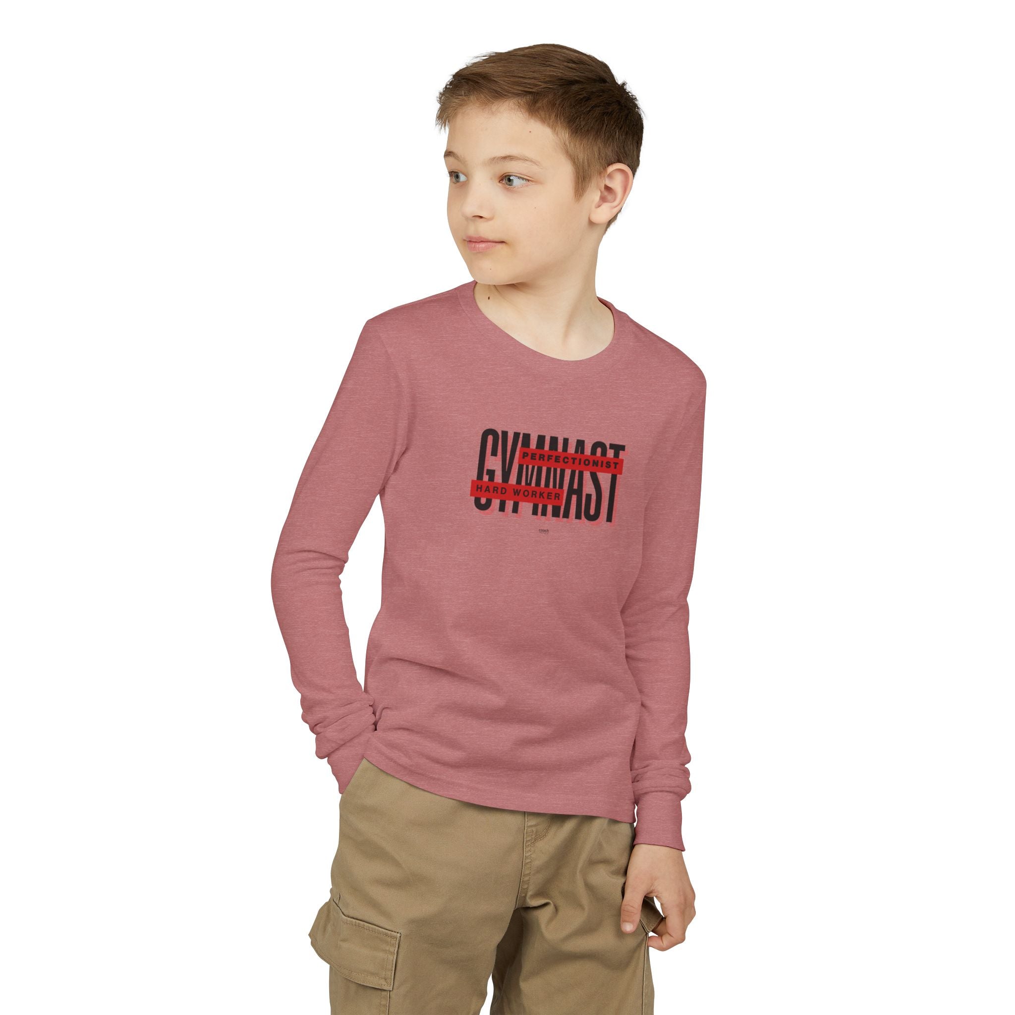 Gymnast Hard Worker Long Sleeve Shirt - Red (Youth)