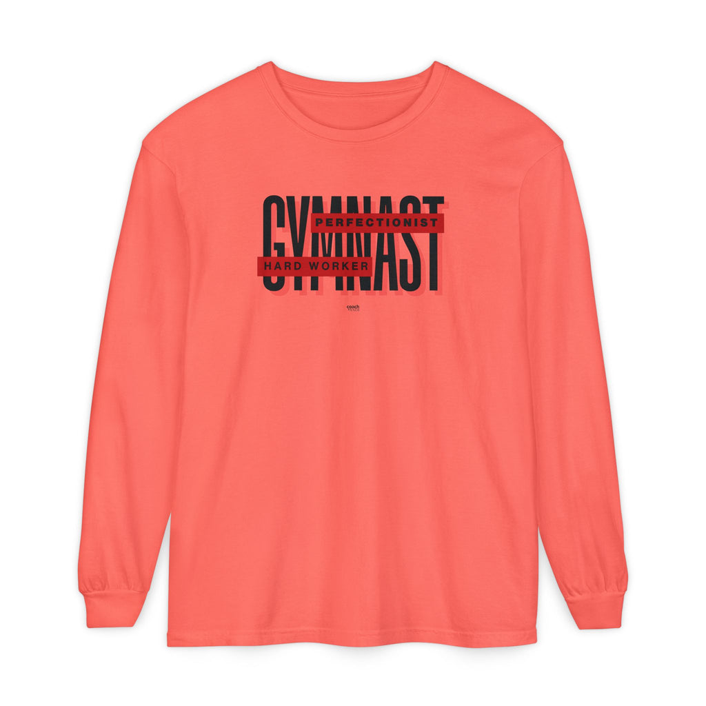 Gymnast Hard Worker Long Sleeve Shirt - Red (Adult)