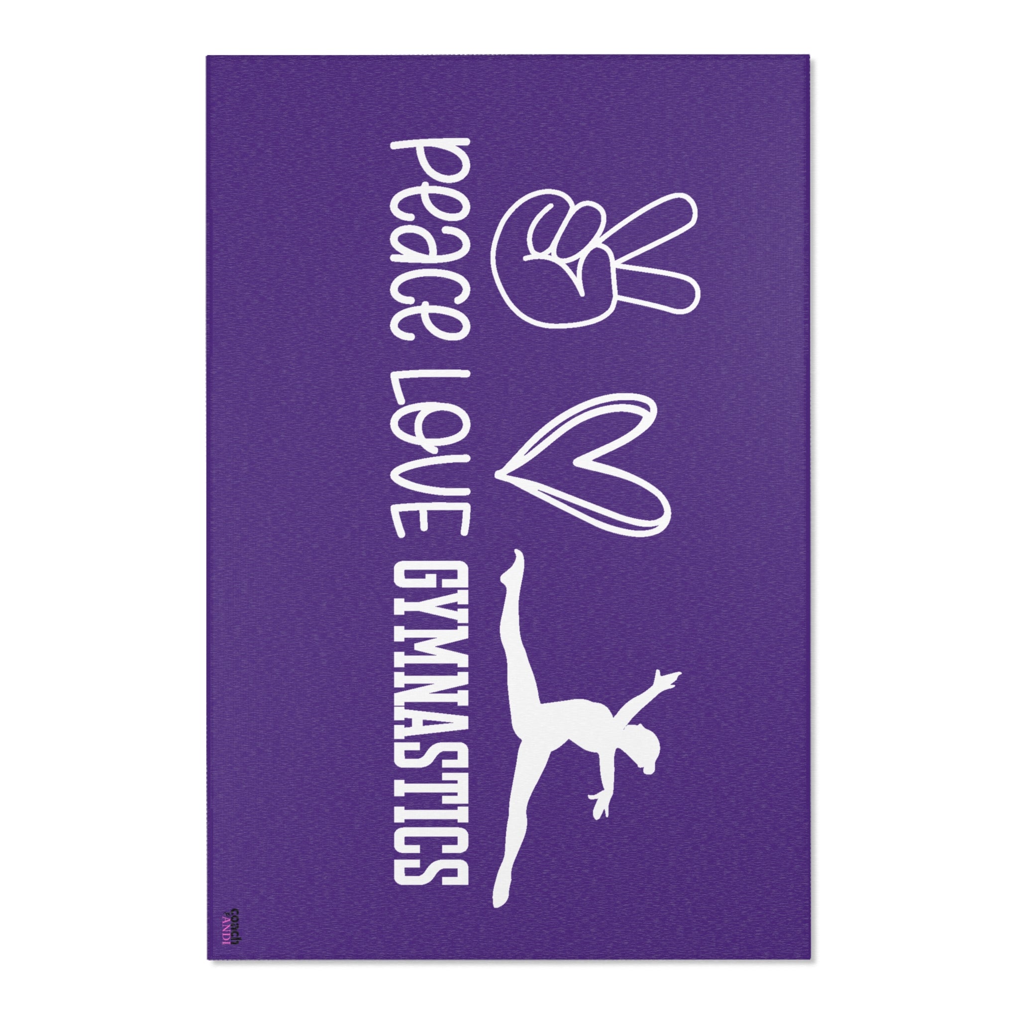 Peace, Love, Gymnastics-Purple (Area Rugs)