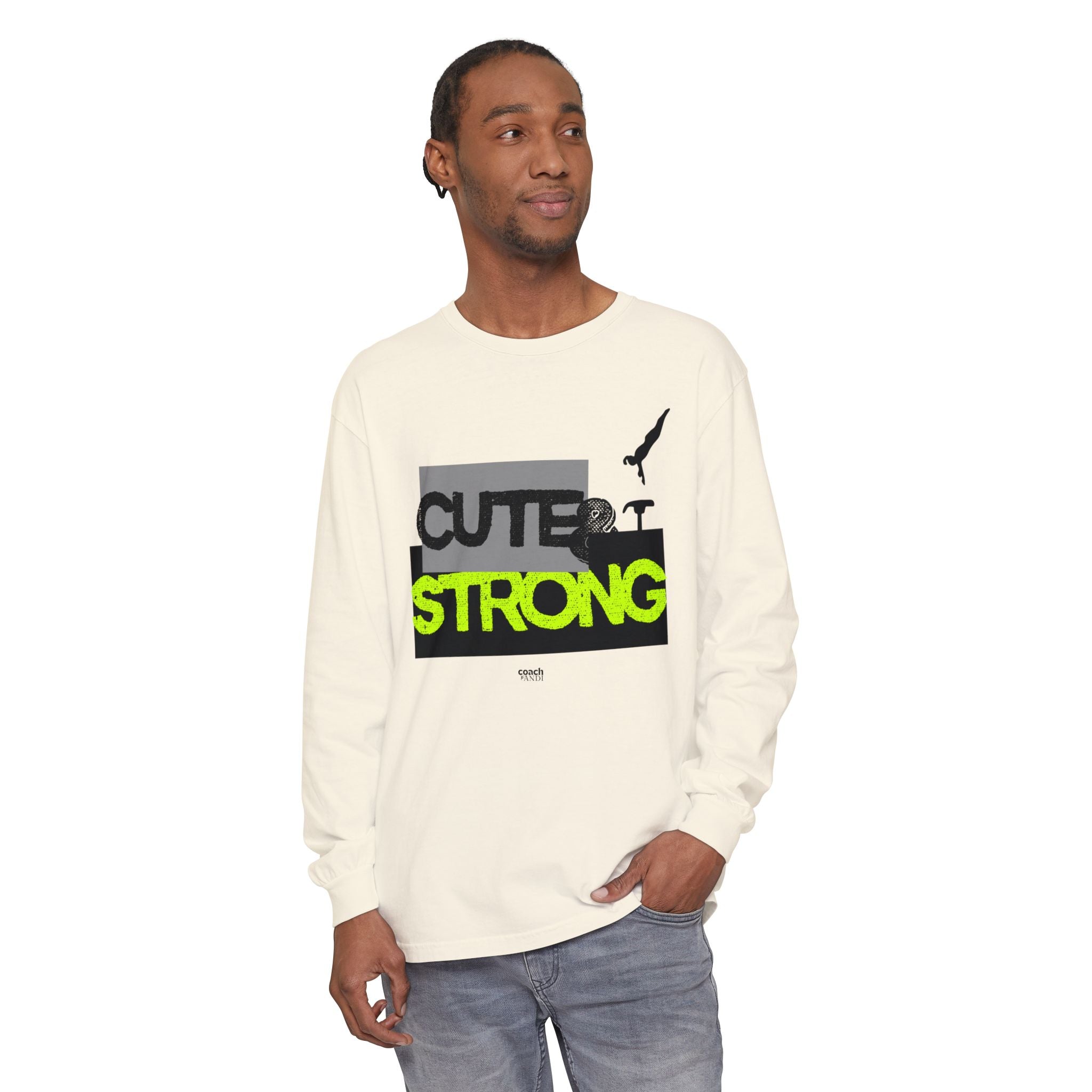 Cute & Strong - Lime/Black (Adult Long Sleeve Shirt)