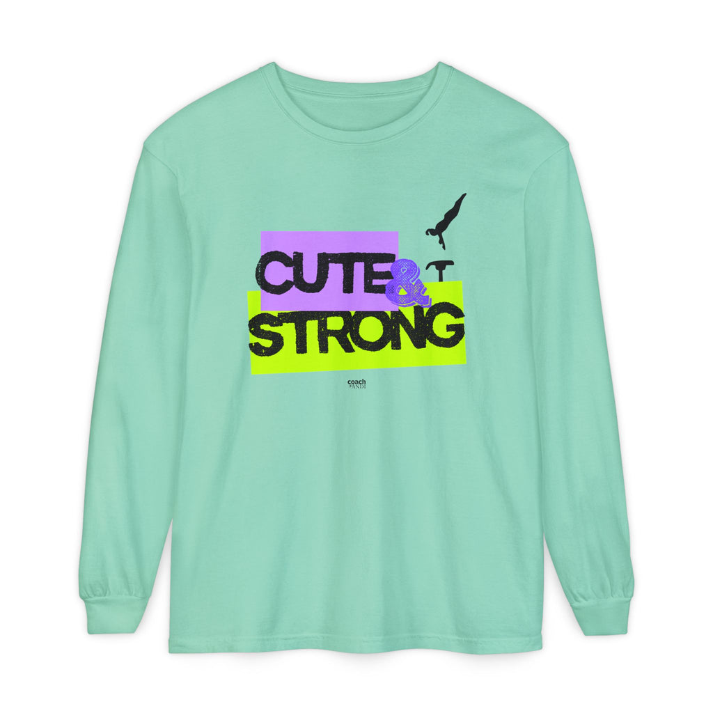 Cute & Strong - Aqua/Pink (Adult Long Sleeve Shirt)