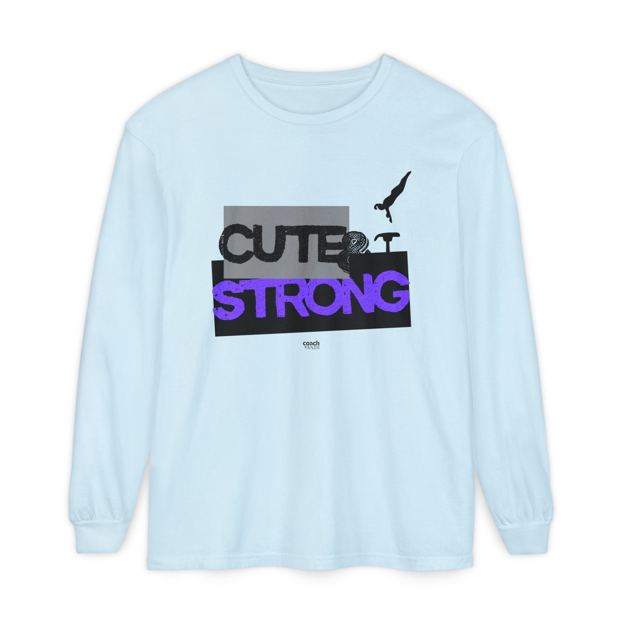 Cute & Strong - Purple/Black (Adult Long Sleeve Shirt)