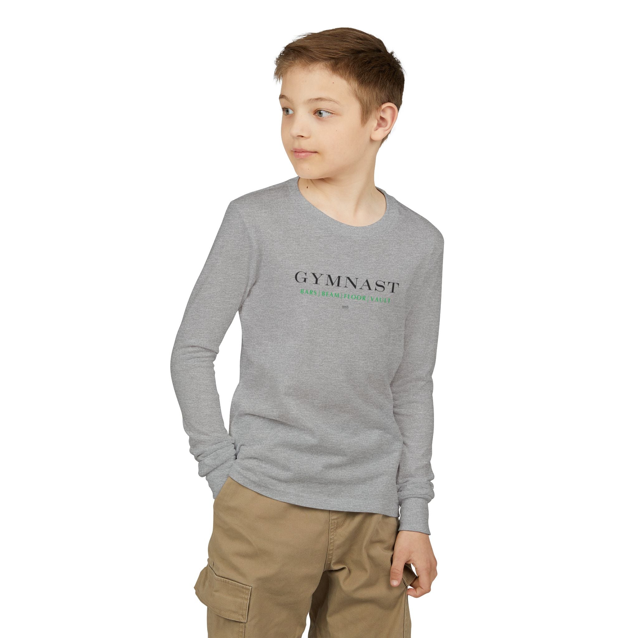 GYMNAST (Bars Beam Floor Vault) Long Sleeve Shirt - Green (Youth)