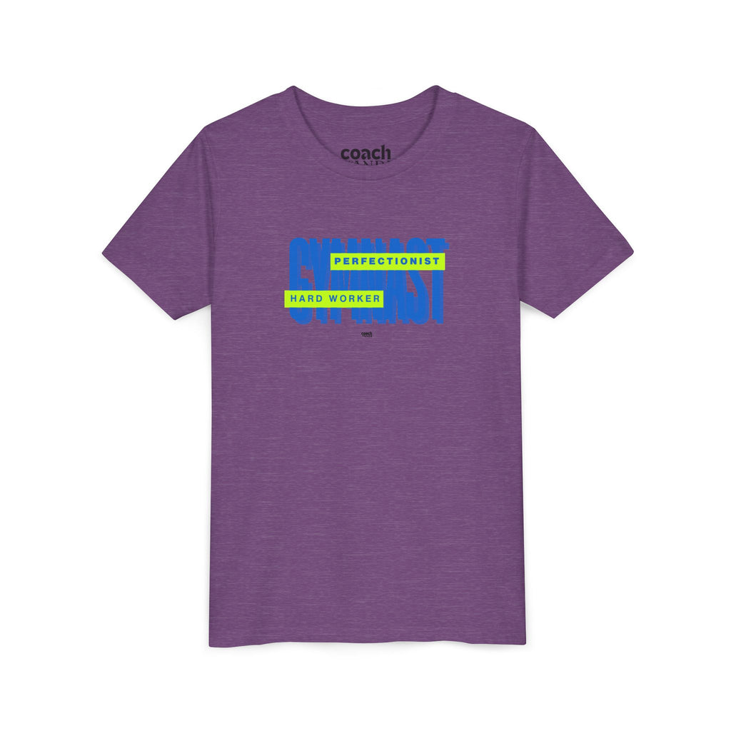 Gymnast Hard Worker Tshirt - Lime/Blue (Youth)