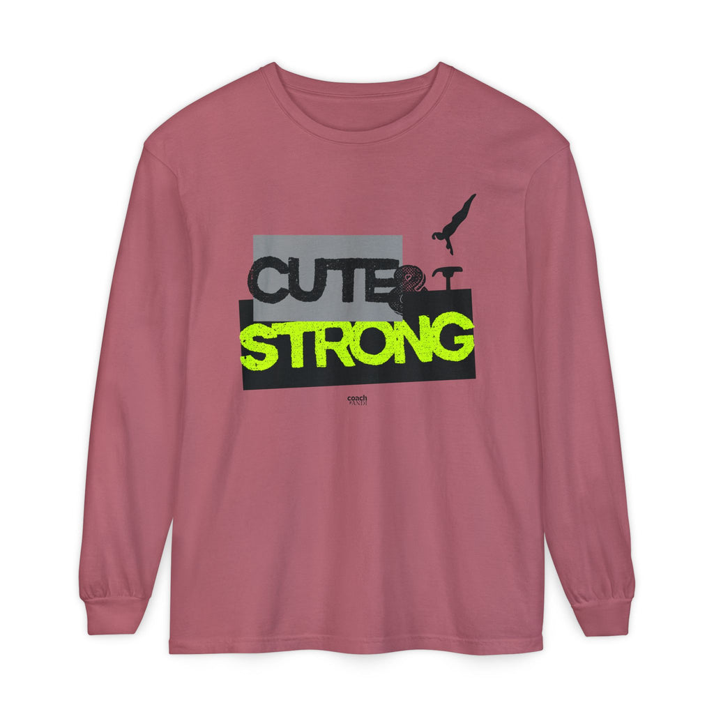 Cute & Strong - Lime/Black (Adult Long Sleeve Shirt)