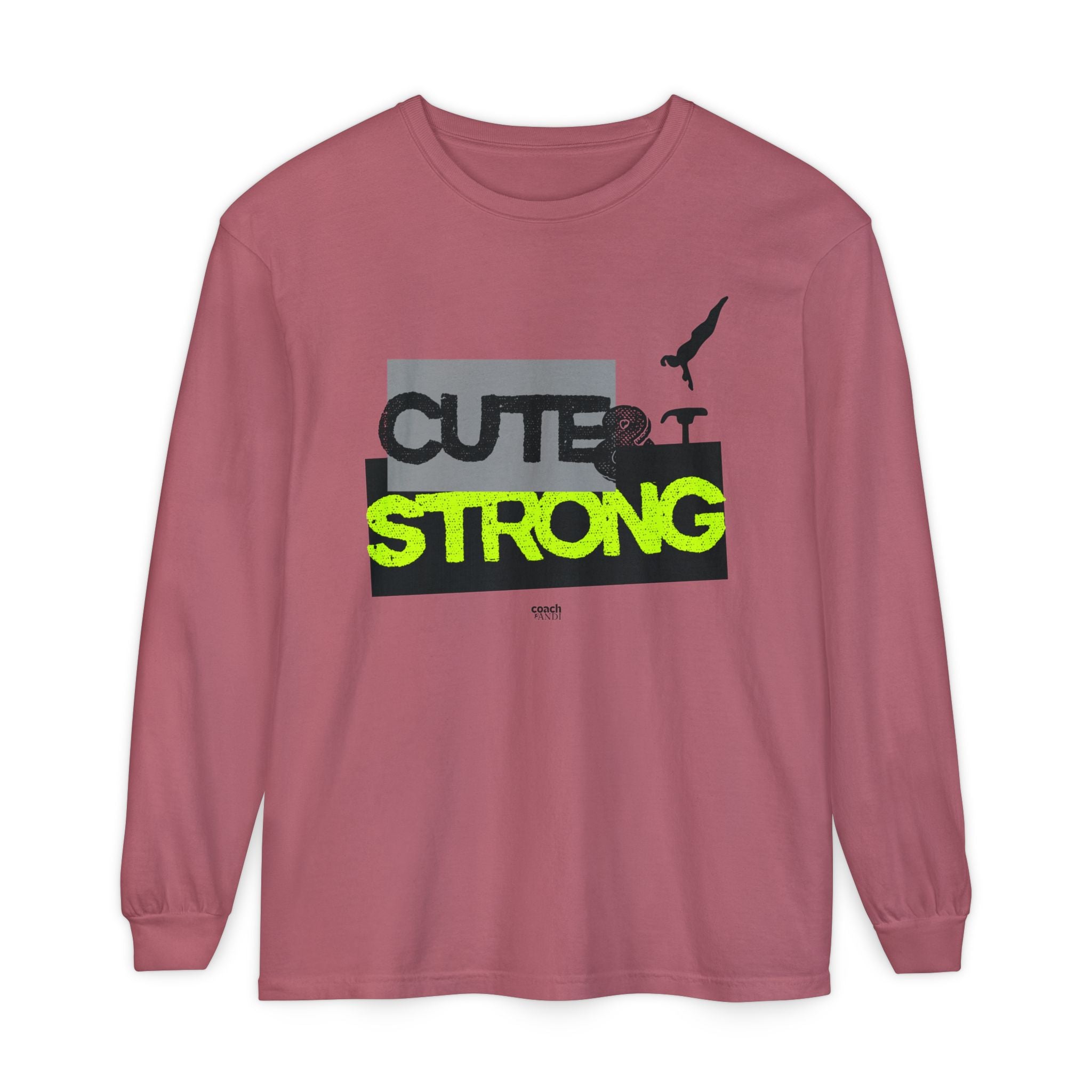 Cute & Strong - Lime/Black (Adult Long Sleeve Shirt)