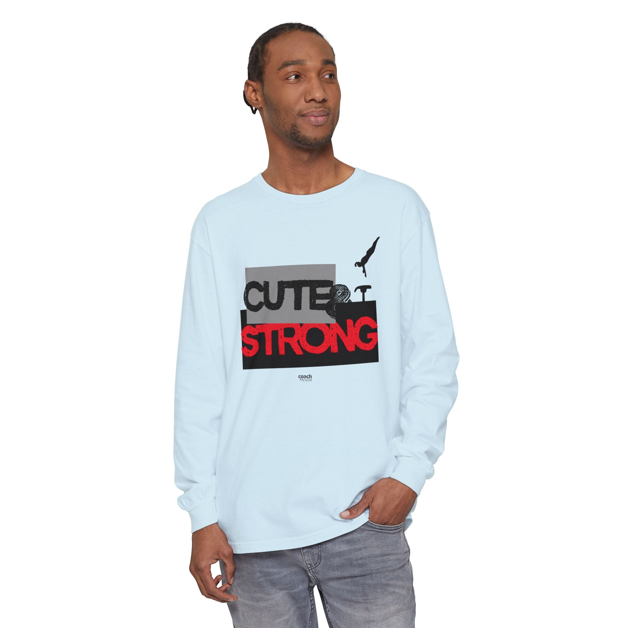 Cute & Strong - Red/Black (Adult Long Sleeve Shirt)