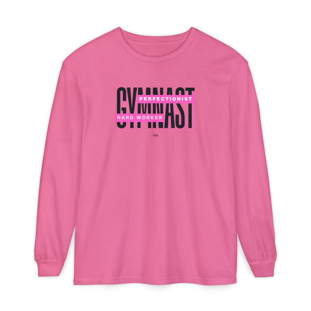 Gymnast Hard Worker Long Sleeve Shirt - Pink (Adult)