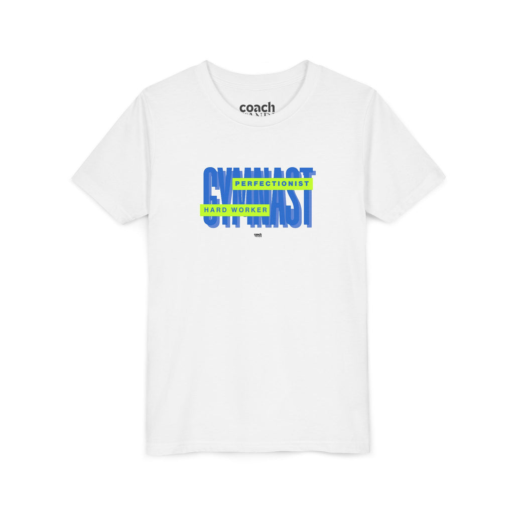 Gymnast Hard Worker Tshirt - Lime/Blue (Youth)