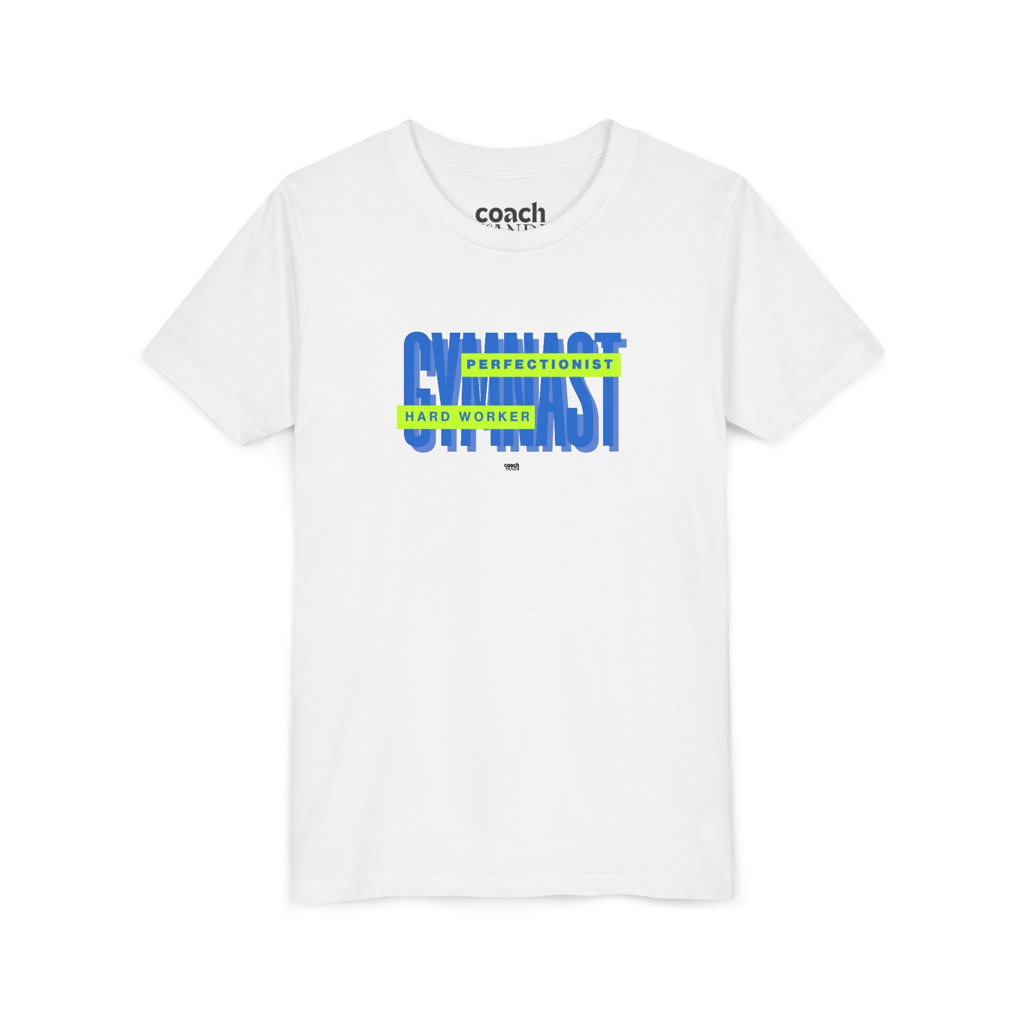 Gymnast Hard Worker Tshirt - Lime/Blue (Youth)